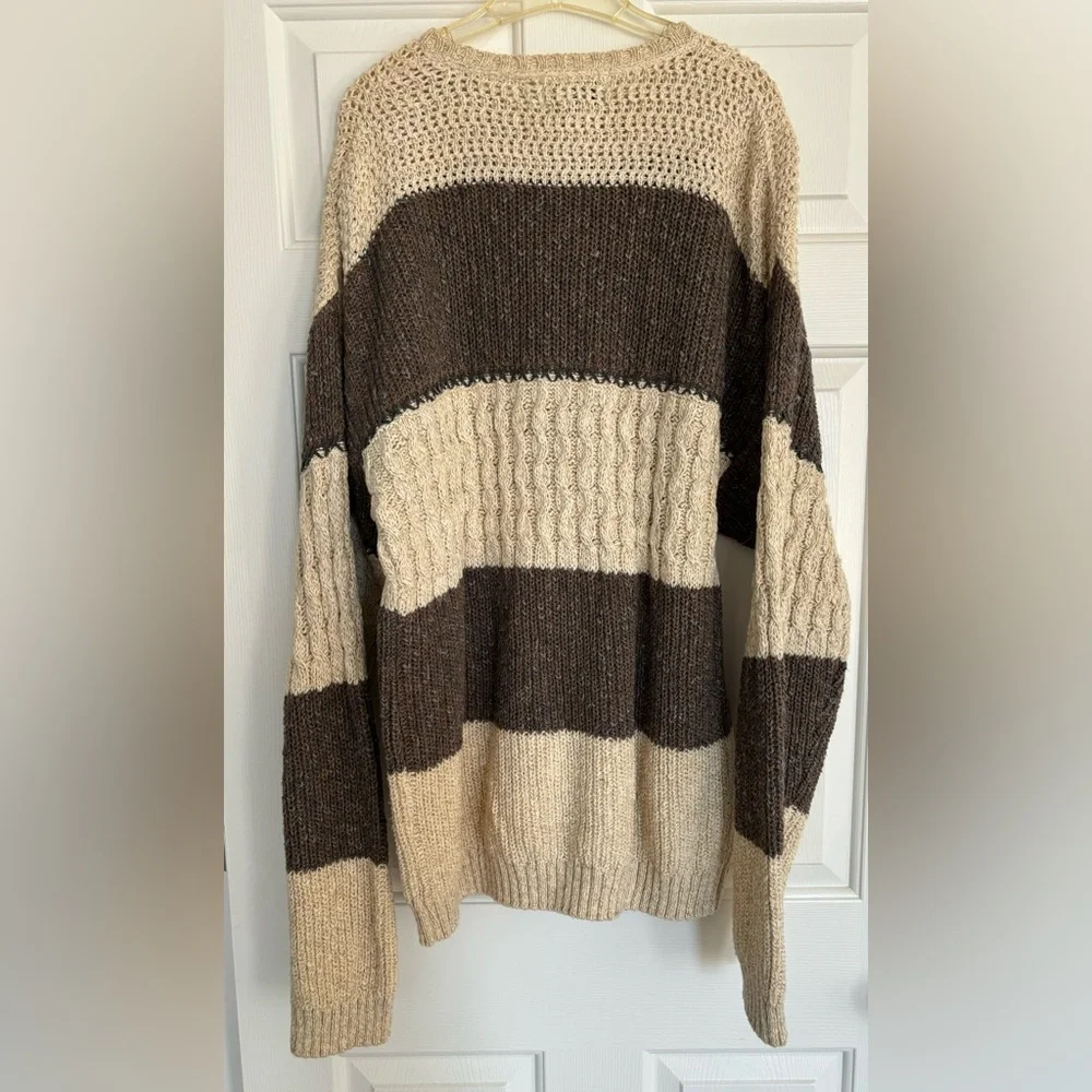 Vintage men’s Eddie Bauer brown and cream Cotton/ wool sweater size large - Picture 3 of 3